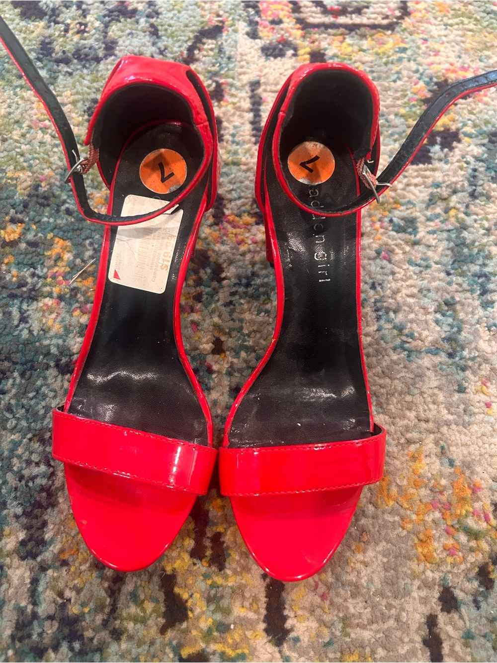 Women’s Red Patent Ankle-Strap Sandals